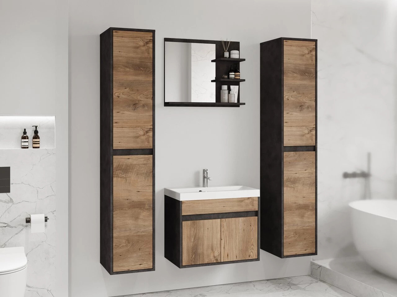 Bathroom set Sarasota 169 (Matera grey + Chestnut)