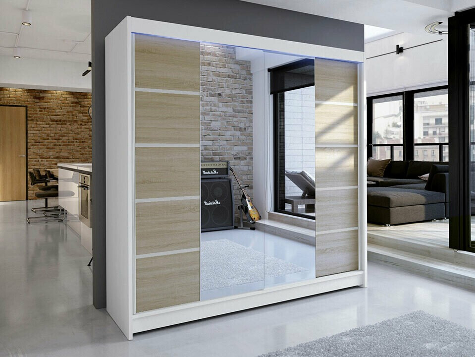 Wardrobe Closico Cavaris V (White + Sonoma oak)