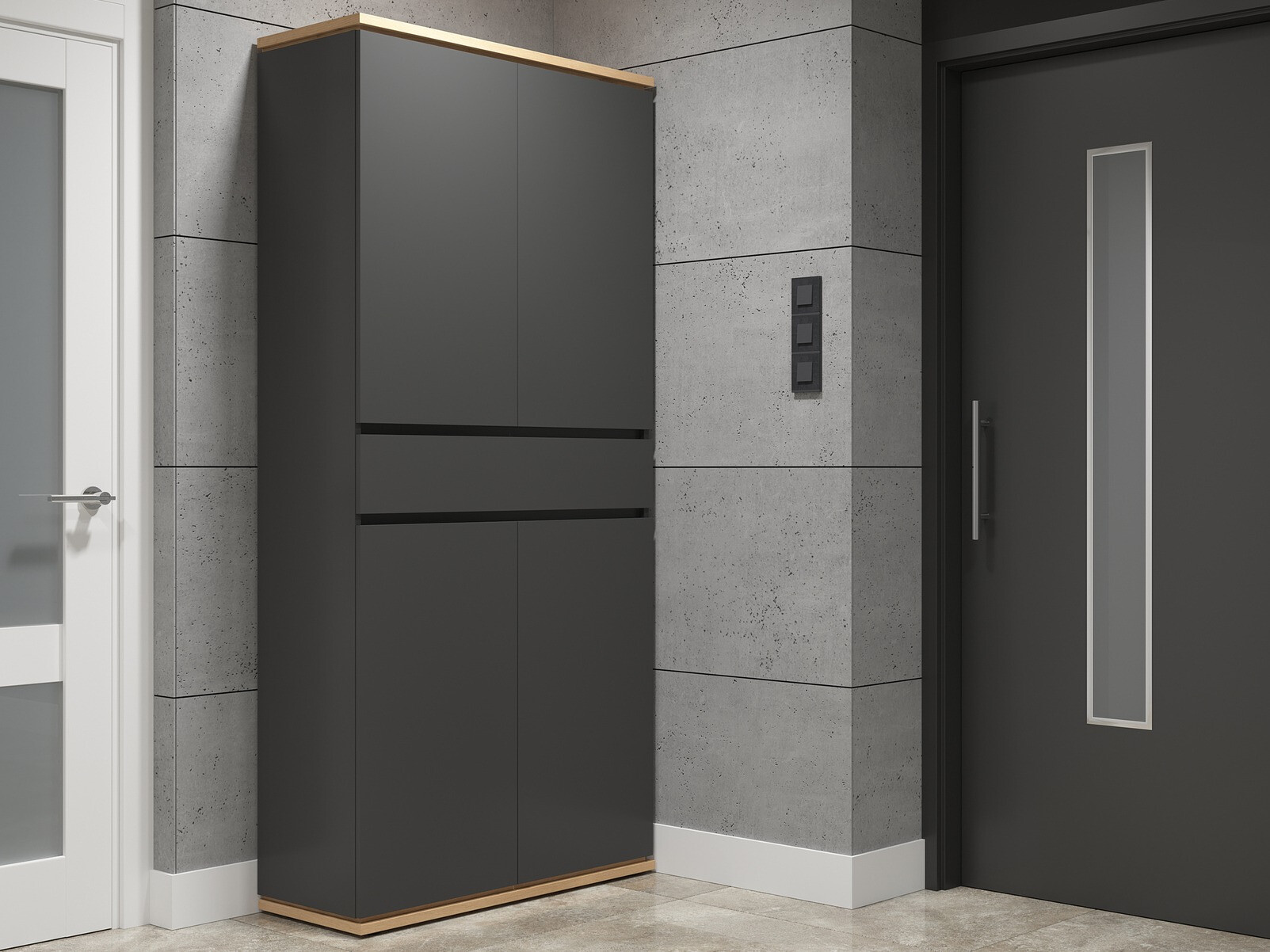 Bookcase Cirfelo 103 (Graphite + Artisan oak)