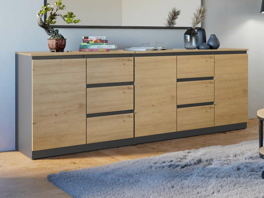 Chest of drawers Elbvelu 109 (Anthracite + Artisan oak)