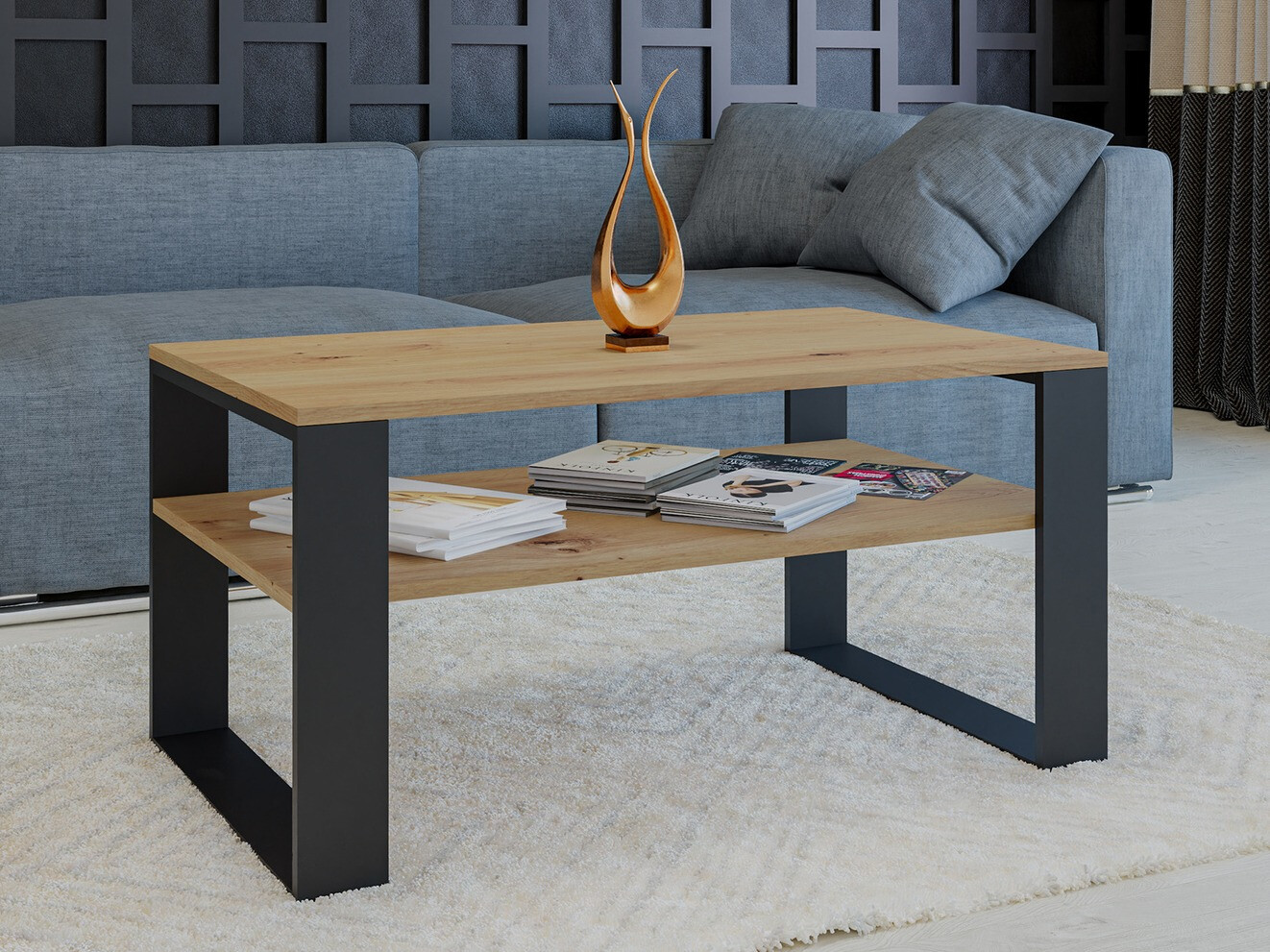 Coffee table Mandeville 208 (Artisan oak + Black)