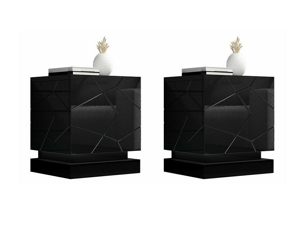 Set of bedside tables Linar (Black + Glossy black)
