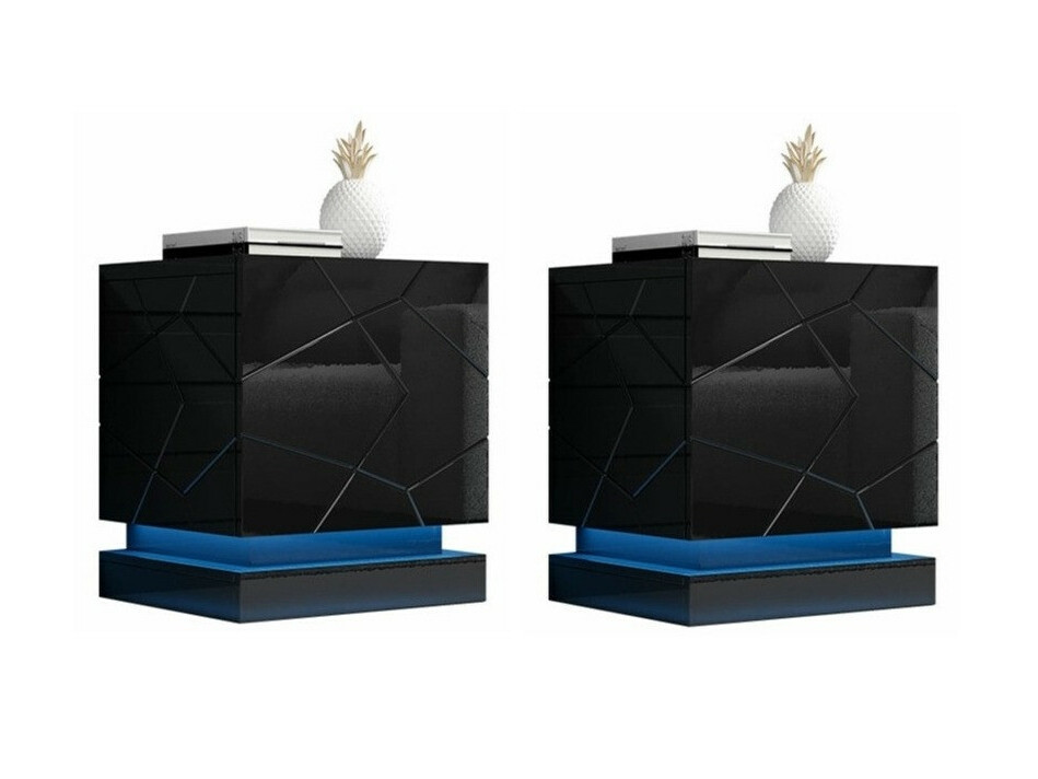 Set of bedside tables Linar (Black + Glossy black)