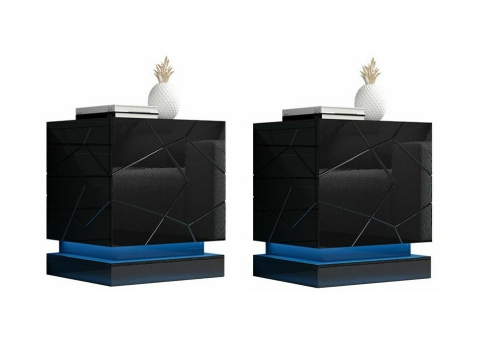 Set of bedside tables Linar (Black + Glossy black)