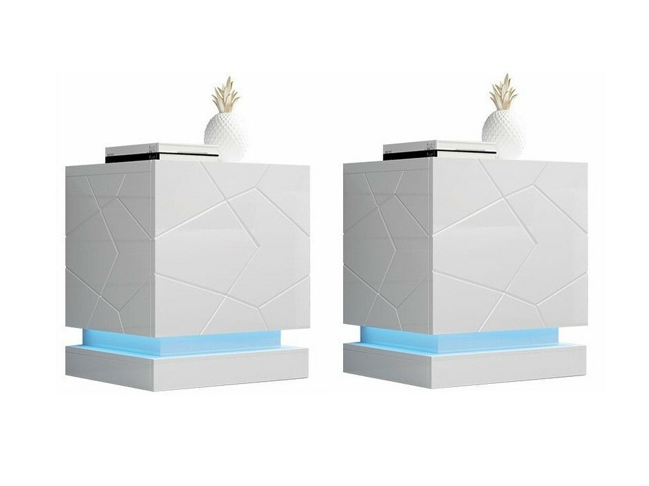 Set of bedside tables Linar (White + Glossy white)