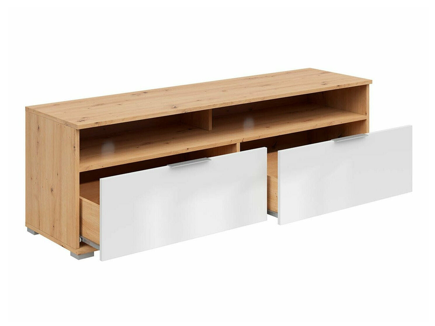 TV stand Tivetra 109 (Artisan oak + Glossy white)