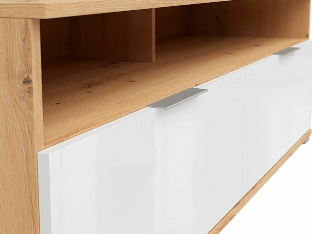 TV stand Tivetra 109 (Artisan oak + Glossy white)