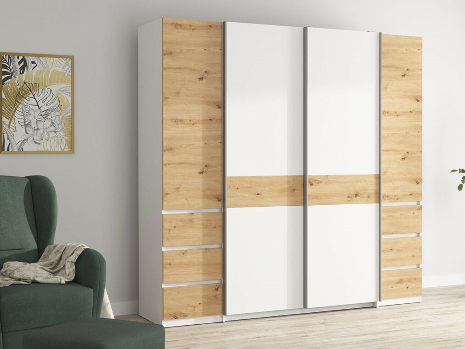 Wardrobe Boston 540 (Artisan oak + White)