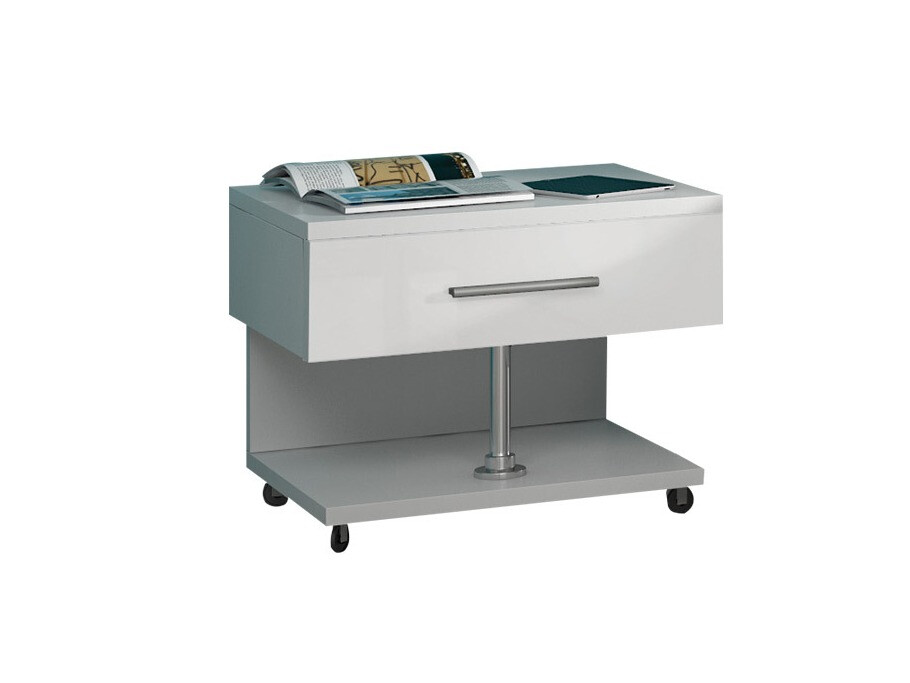 Bedside table Campus (White + Glossy white)