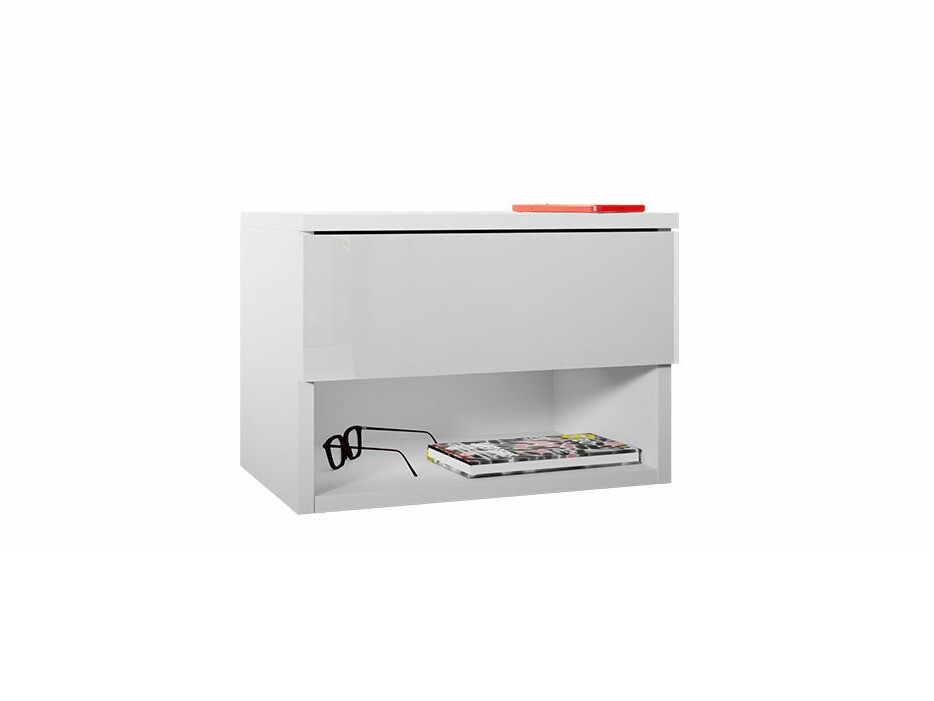 Bedside table Papilix (White + Glossy white)