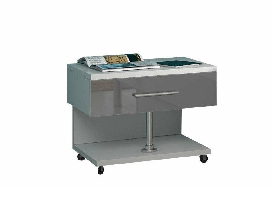 Bedside table Salmere 103 (White + Gloss grey)