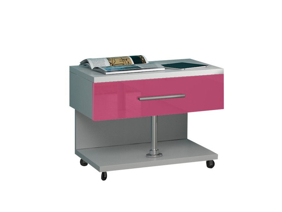 Bedside table Salmere 103 (White + Glossy pink)