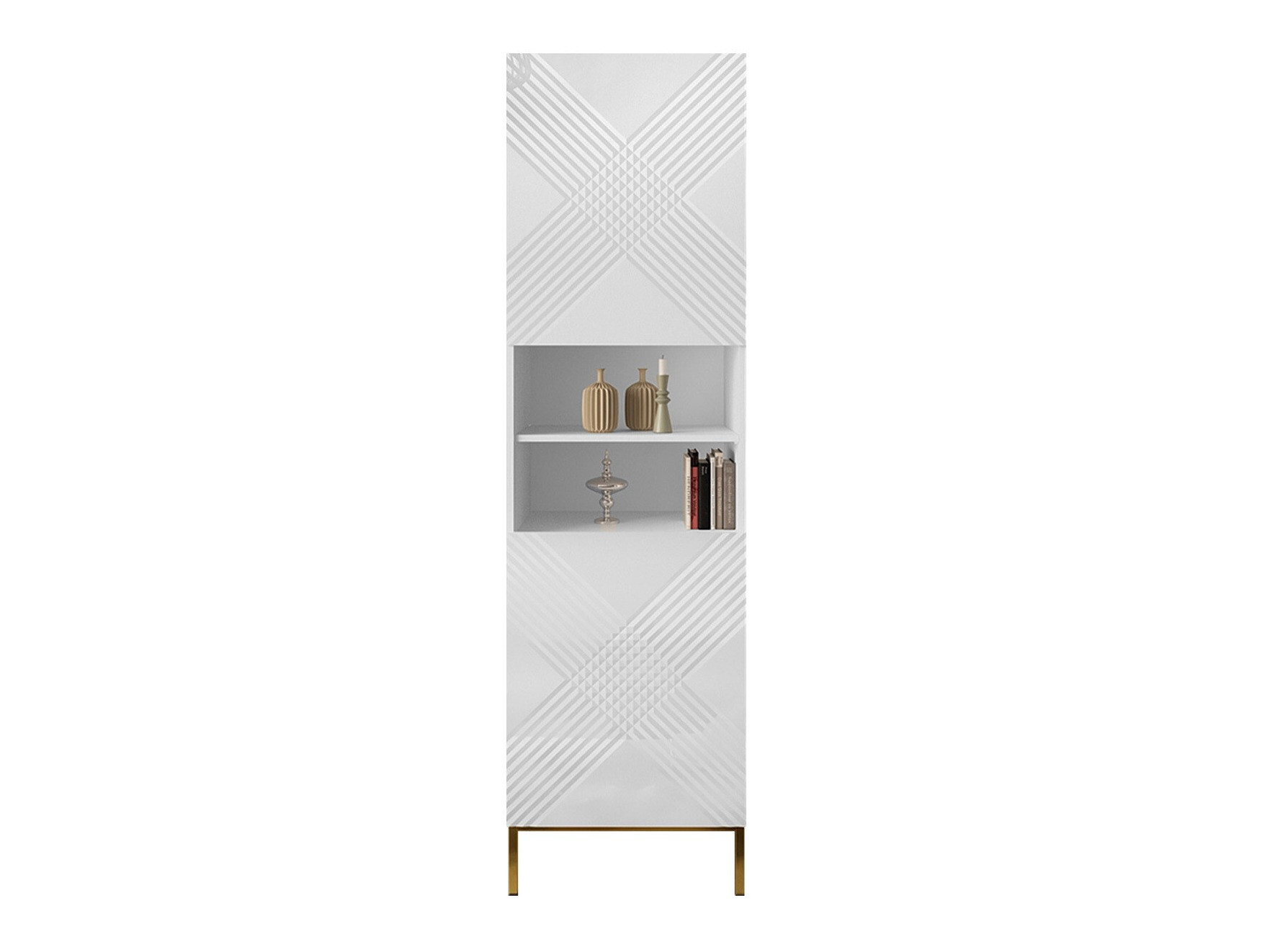 Bookcase Natar (White + Glossy white)