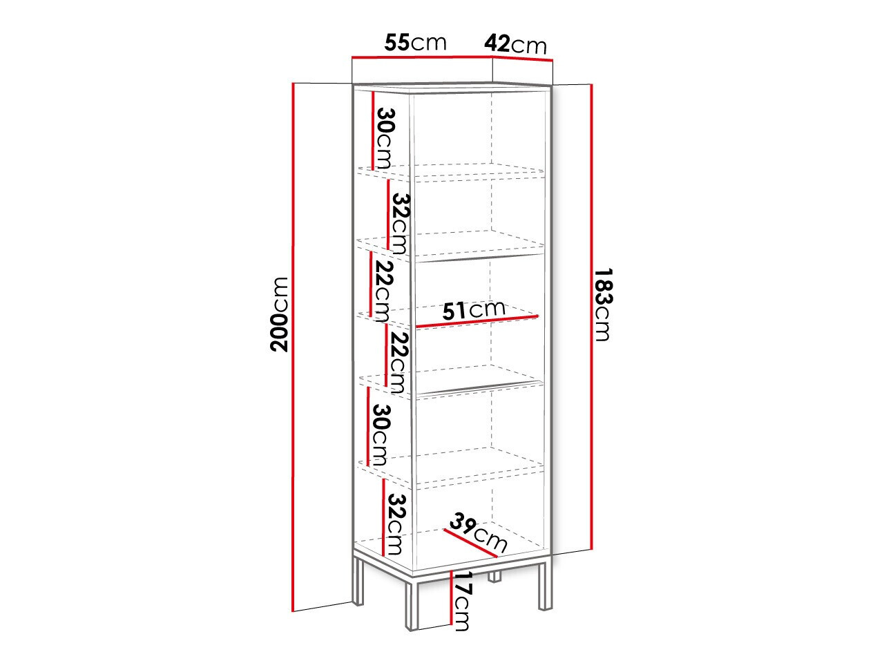 Bookcase Natar (White + Glossy white)