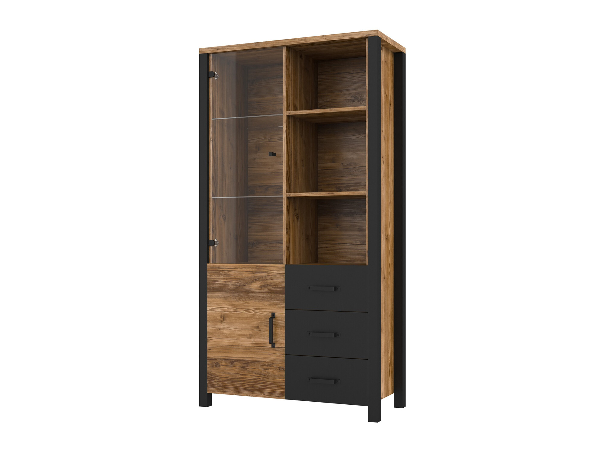 Bookcase Tornua 102 (Dark spruce + Matt black)