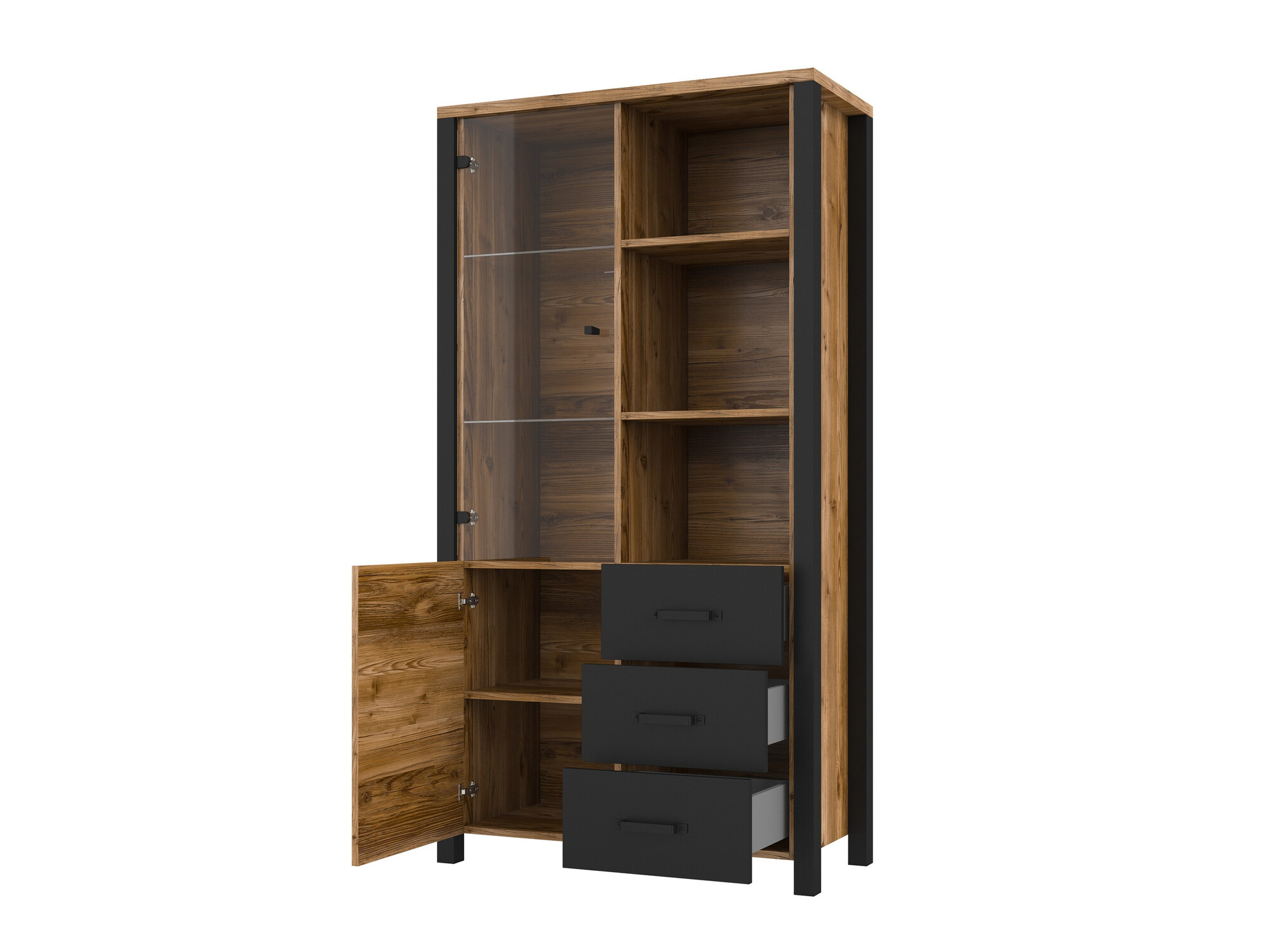 Bookcase Tornua 102 (Dark spruce + Matt black)