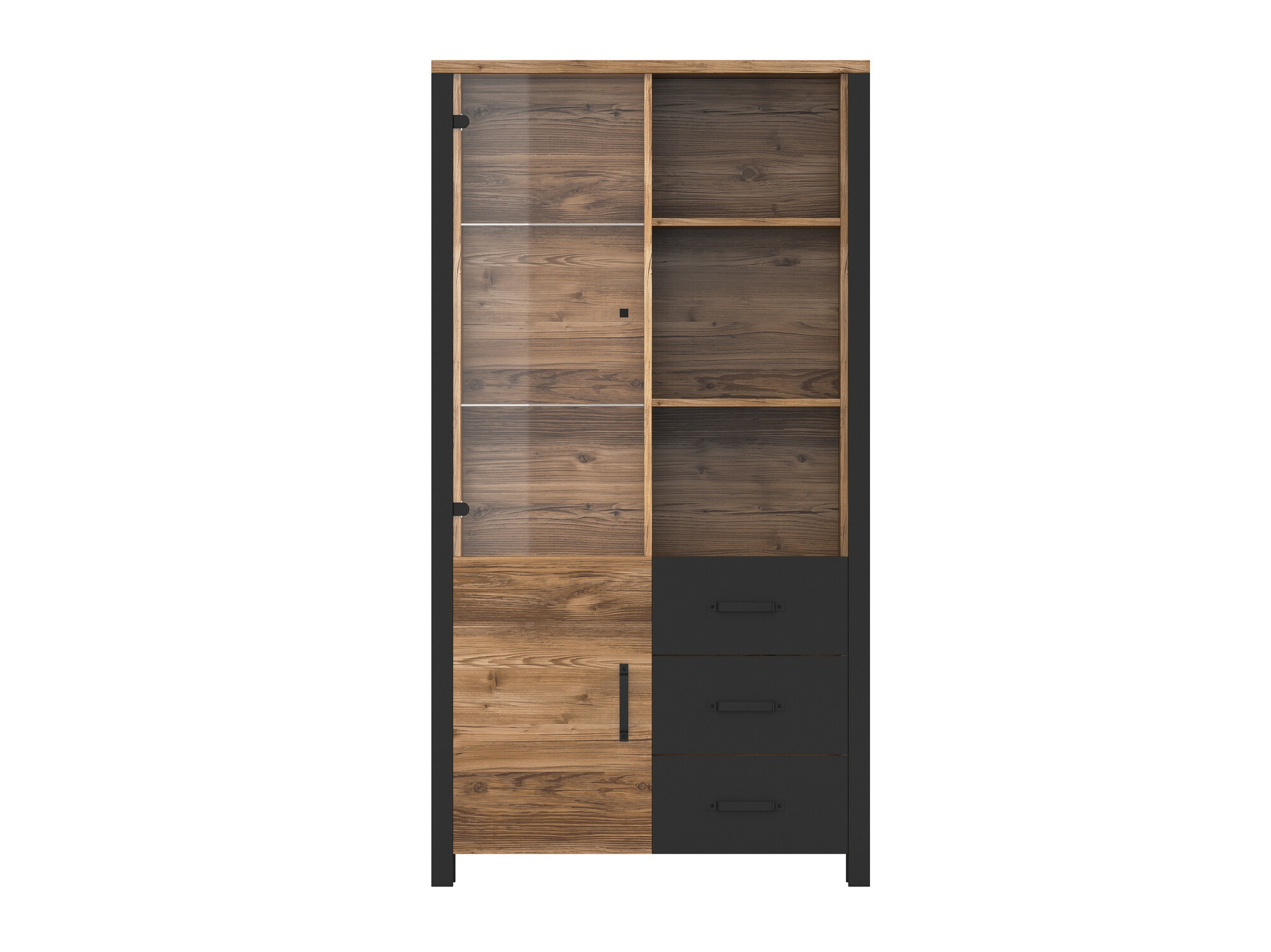 Bookcase Tornua 102 (Dark spruce + Matt black)