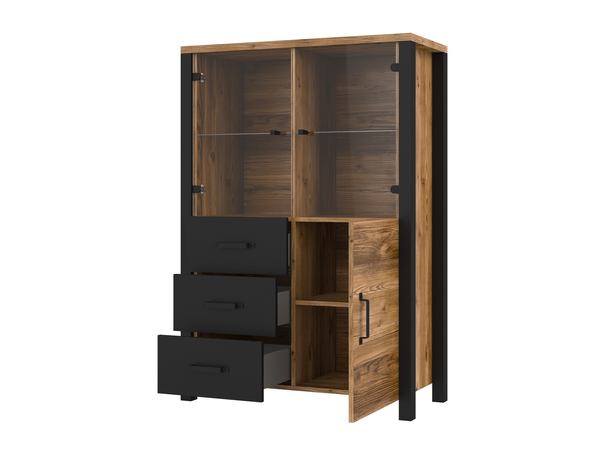 Bookcase Tornua 105 (Dark spruce + Matte black)