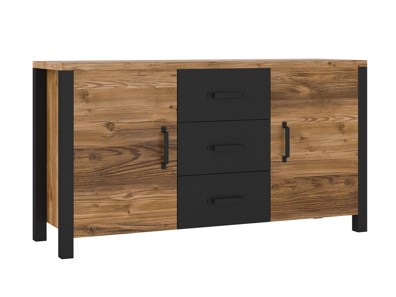 Chest of drawers Tornua 103 (Dark spruce + Matt black)