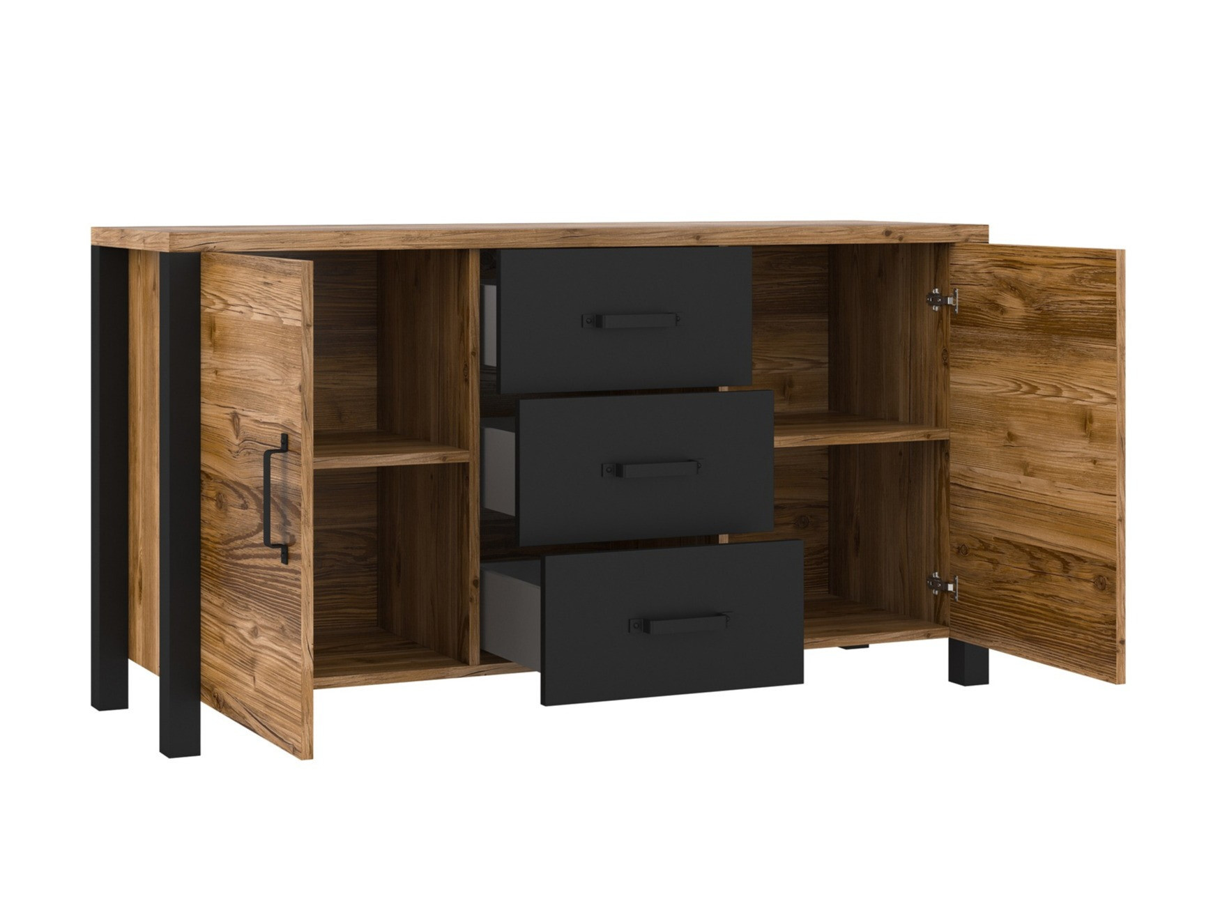 Chest of drawers Tornua 103 (Dark spruce + Matt black)