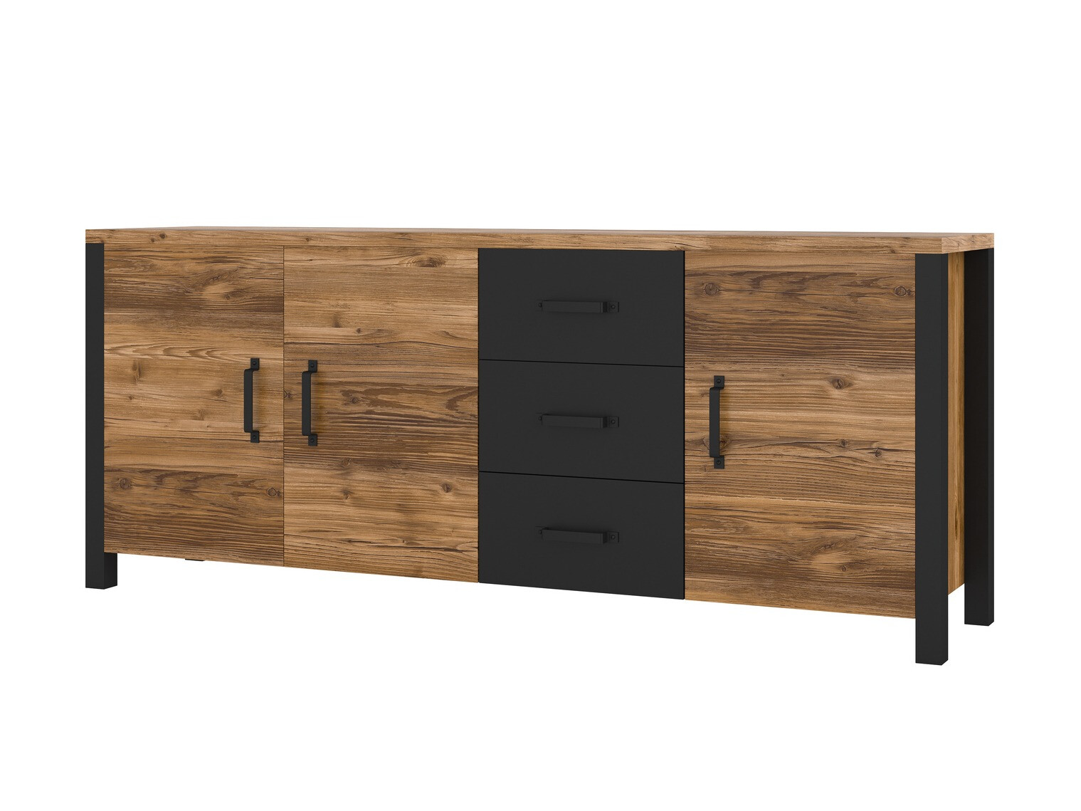 Chest of drawers Tornua 106 (Dark spruce + Matte black)