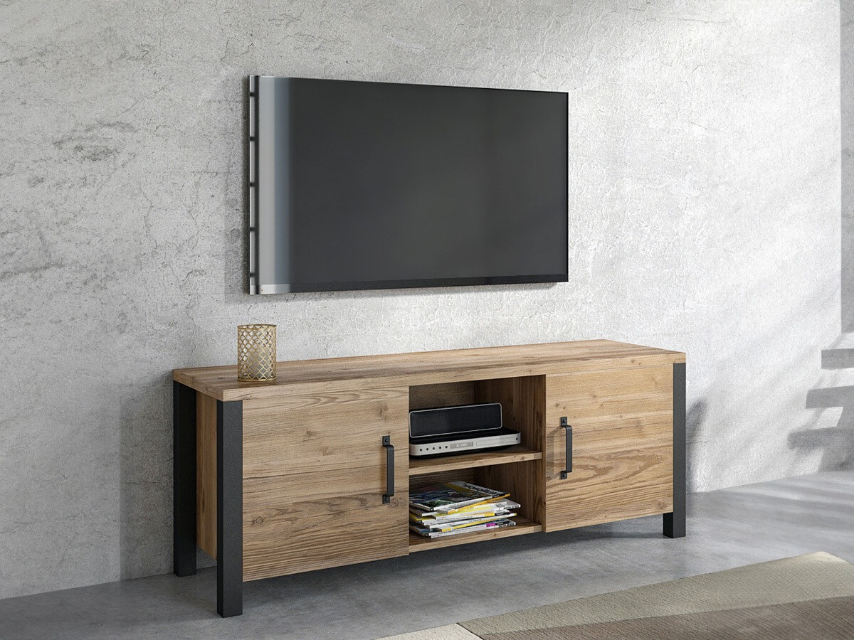 TV stand Tornua 104 (Dark spruce + Matte black)