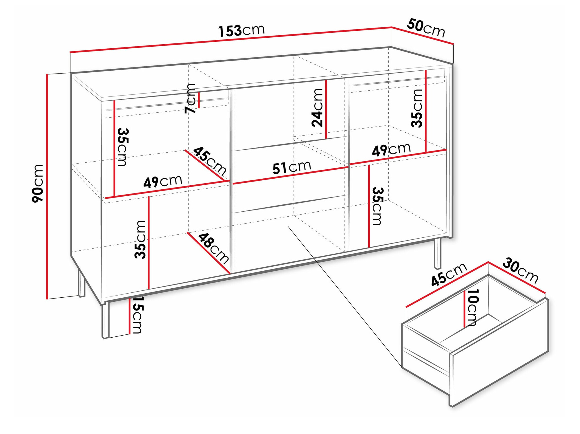 Chest of drawers Comfivo Delruva I (Black)