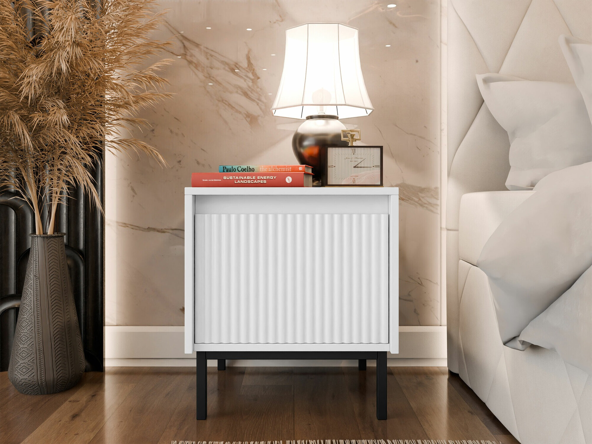 Bedside table Comfivo Delruva (White)