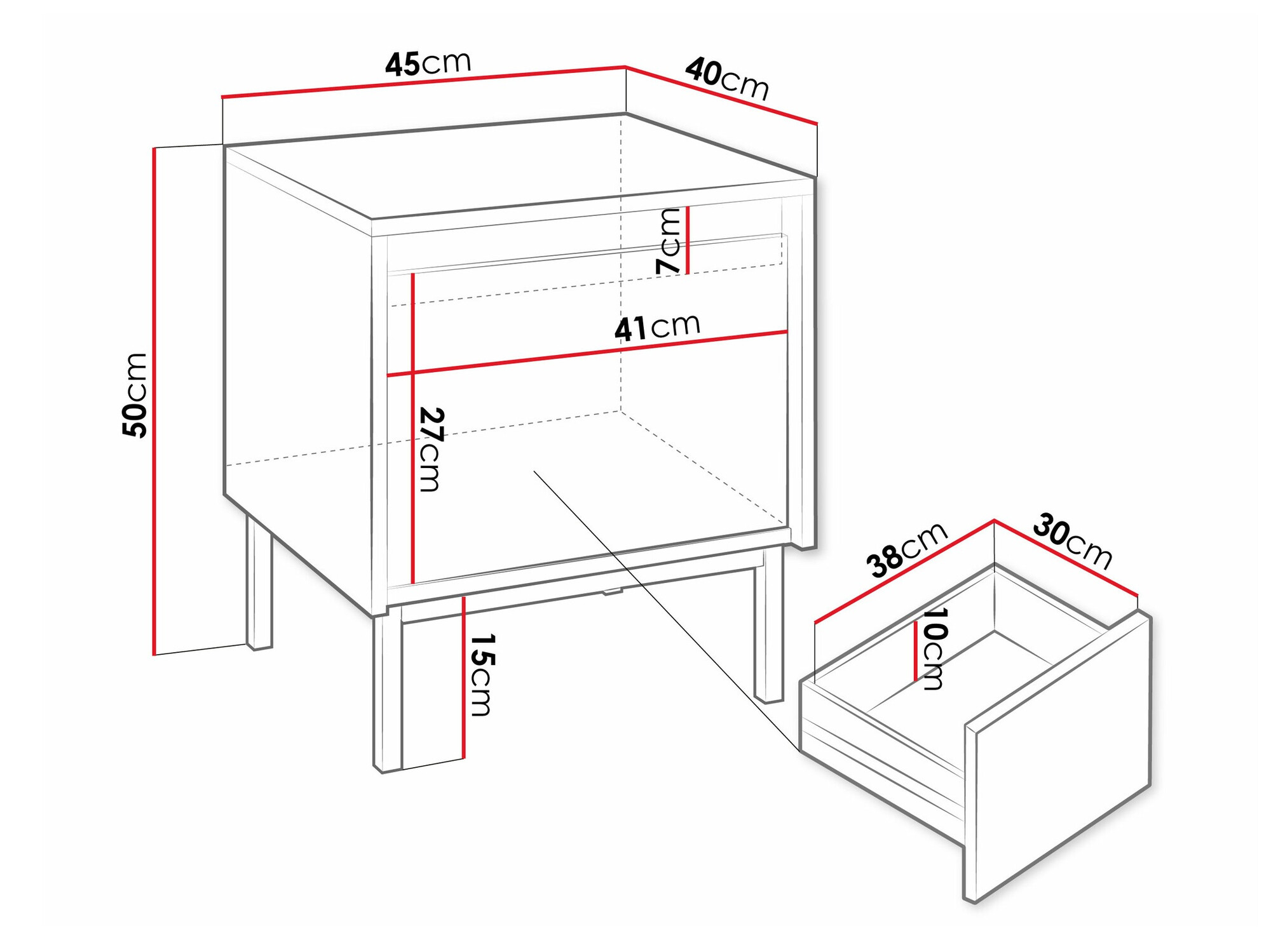 Bedside table Comfivo Delruva (White)