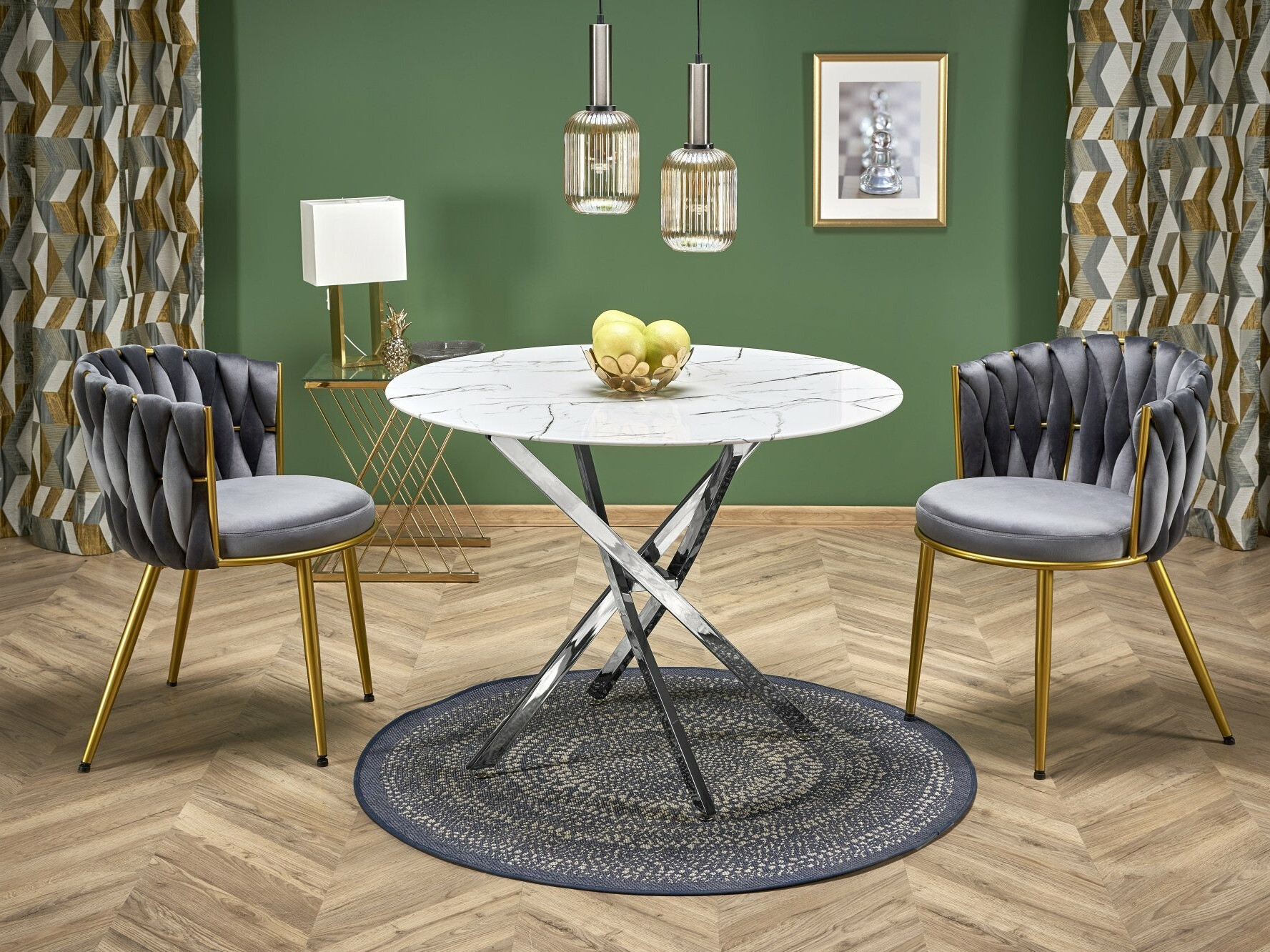 Table Houston 1538 (Silver + White marble)