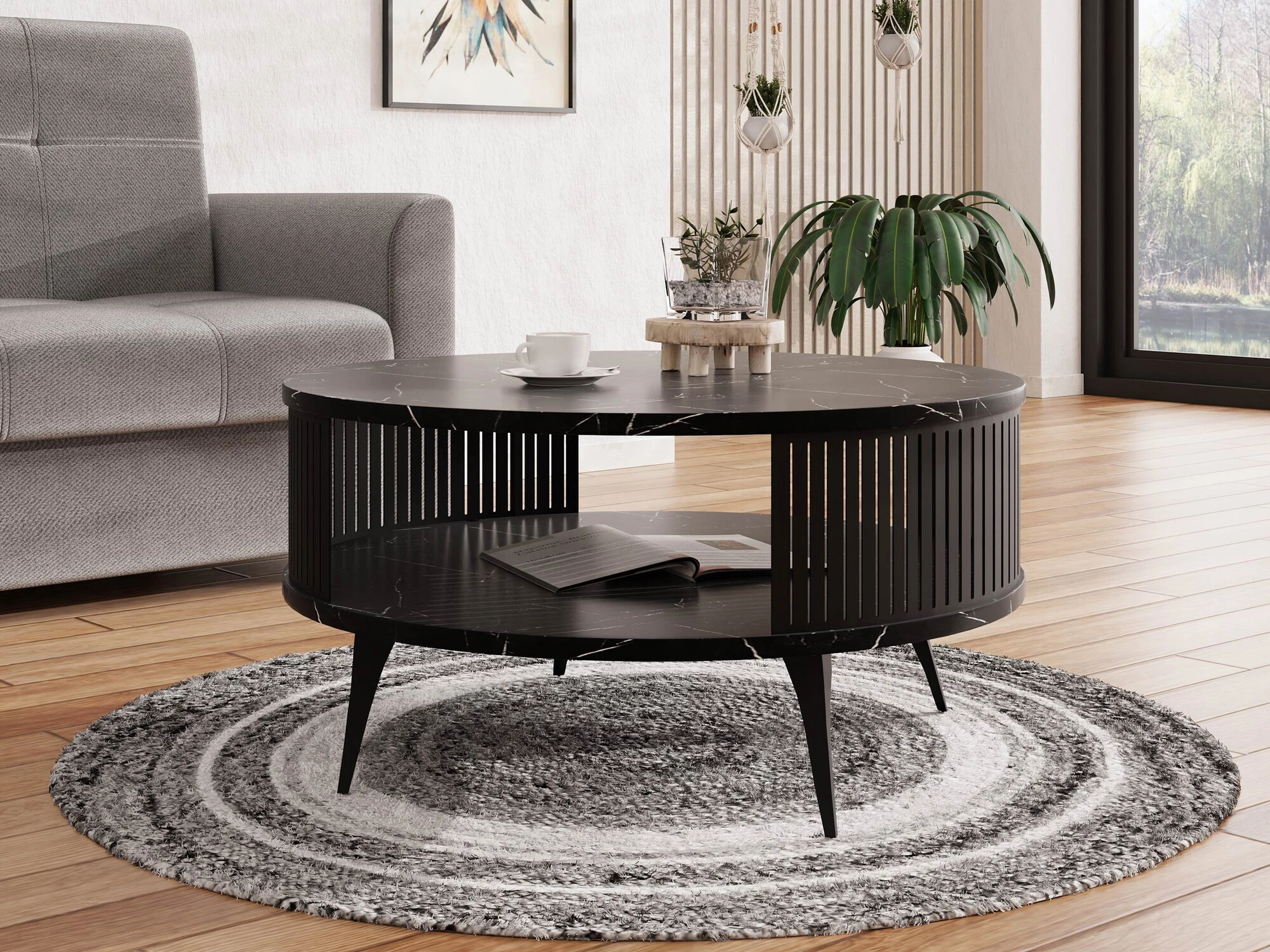Coffee table Vitum (Black + Black marble)