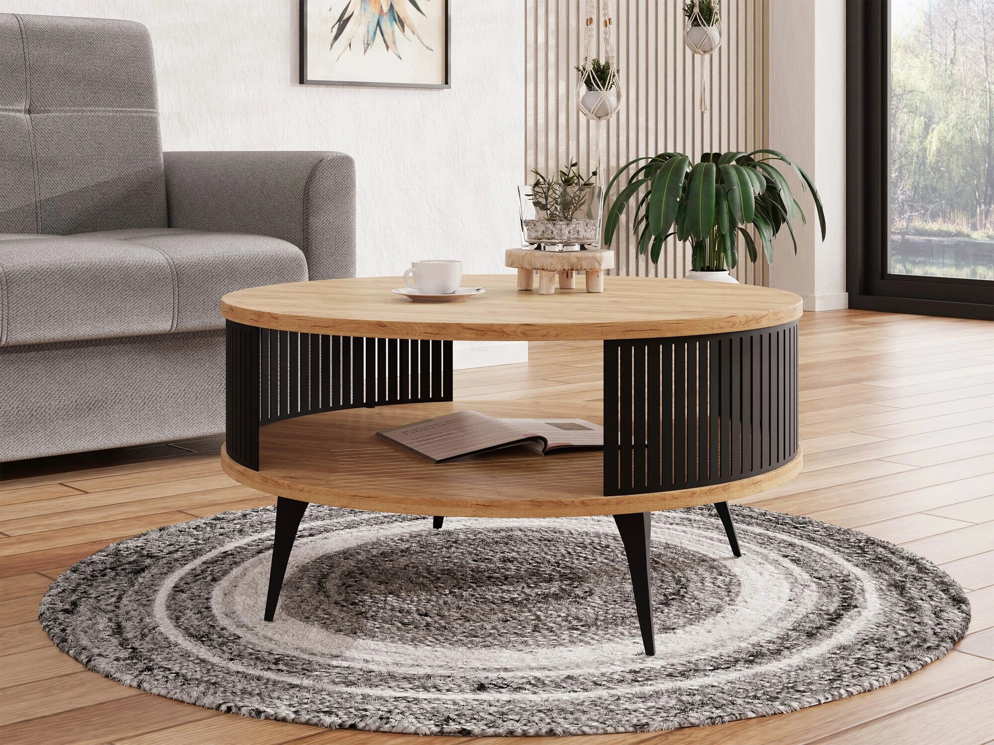 Coffee table Vitum (Black + Craft golden oak)