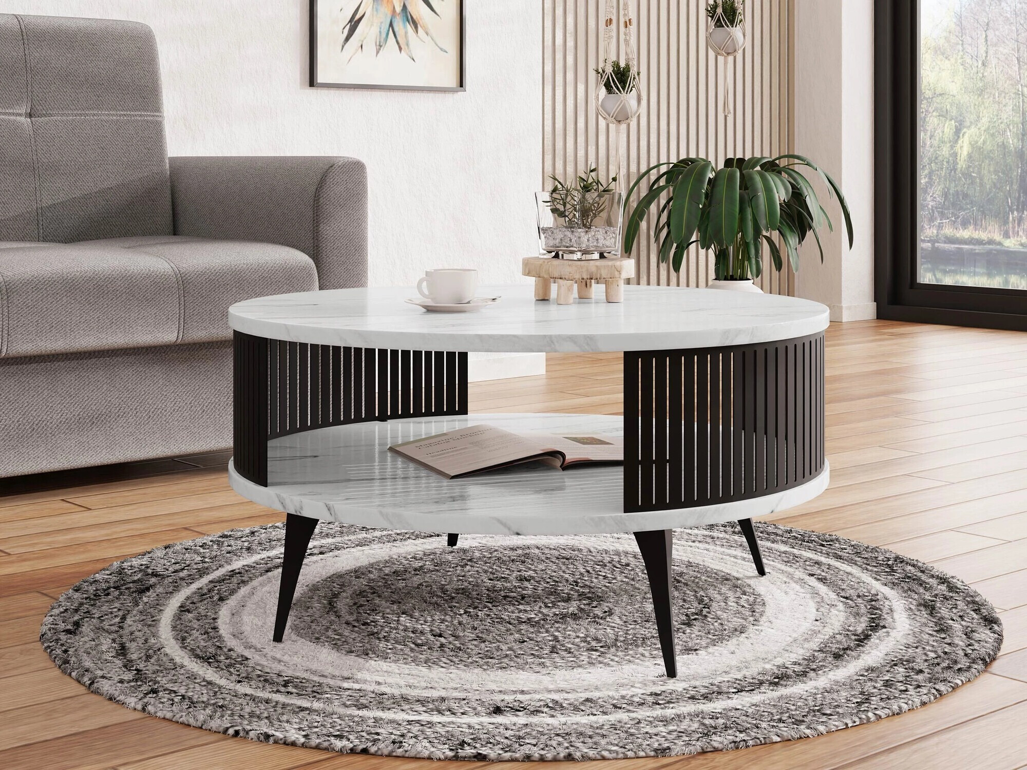 Coffee table Vitum (Black + White marble)
