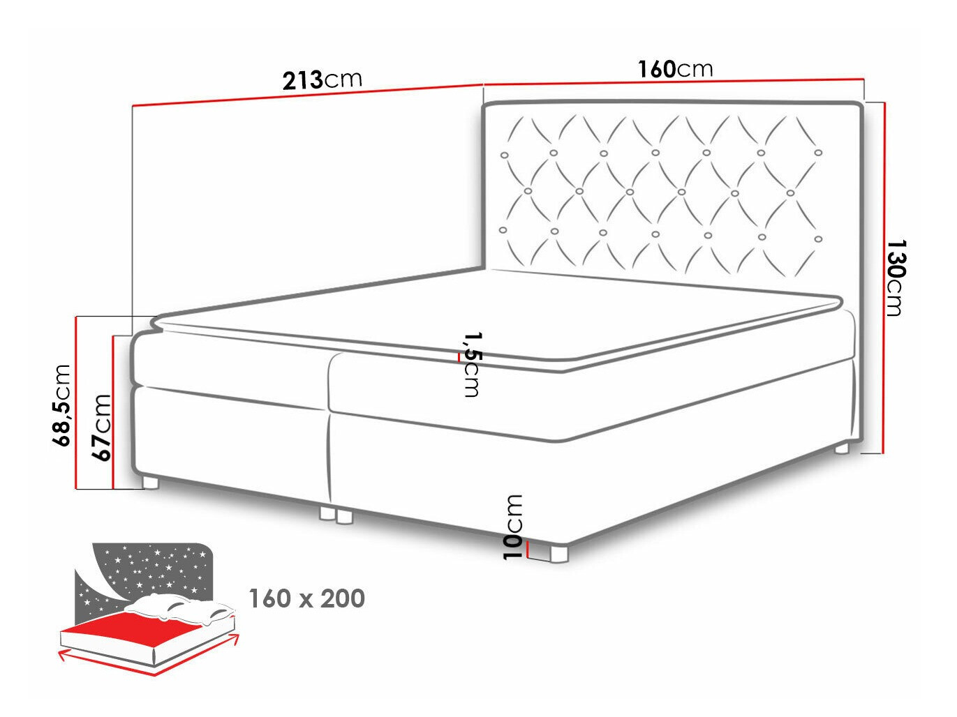 Continental bed Domus (Primo 8801)