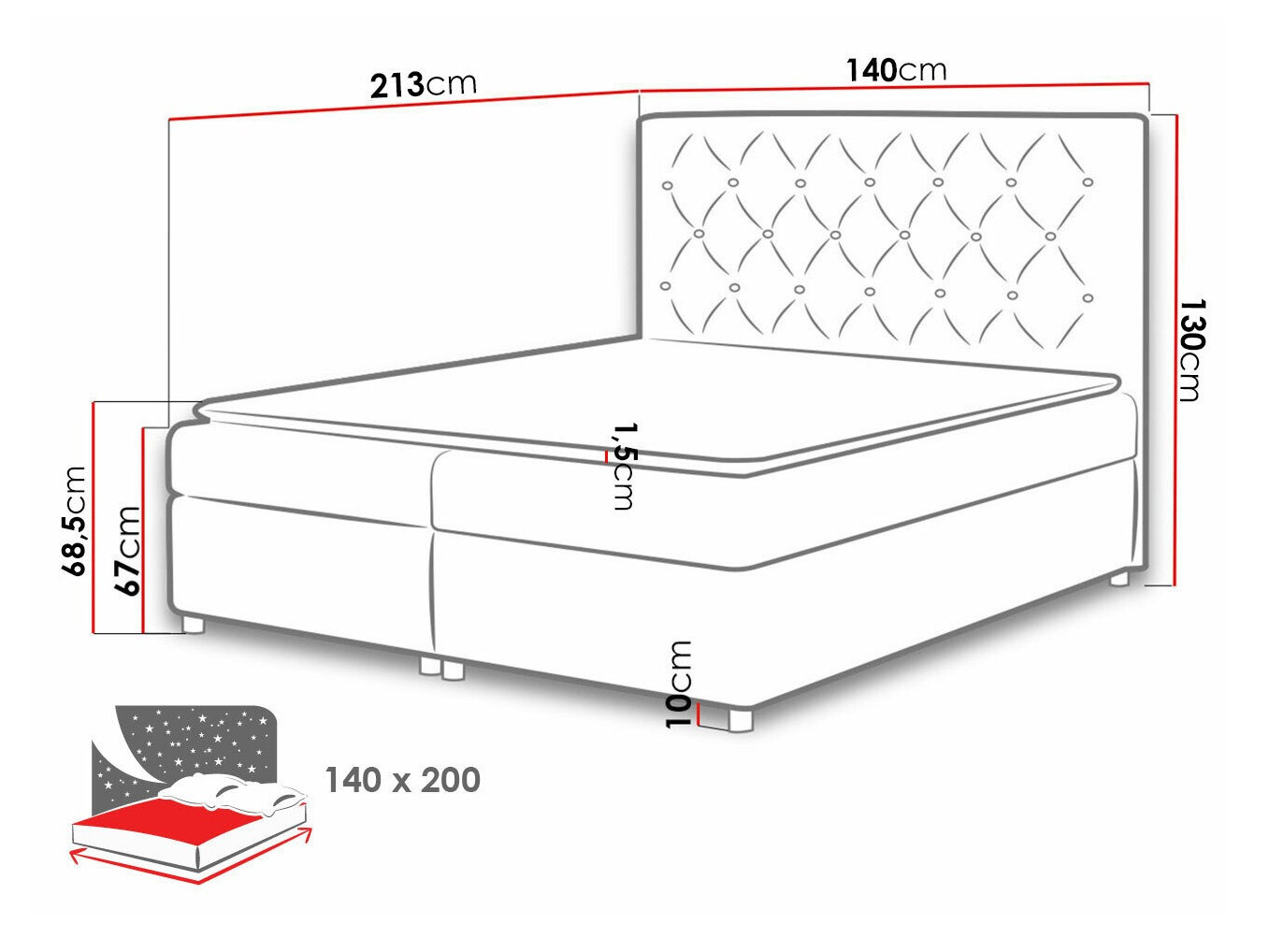 Continental bed Domus (Primo 8809)