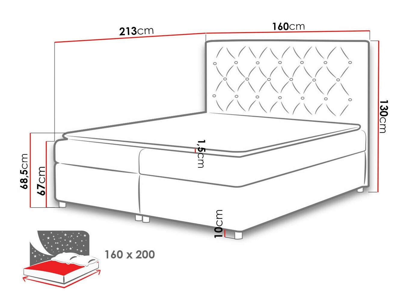 Continental bed Domus (Primo 8813)