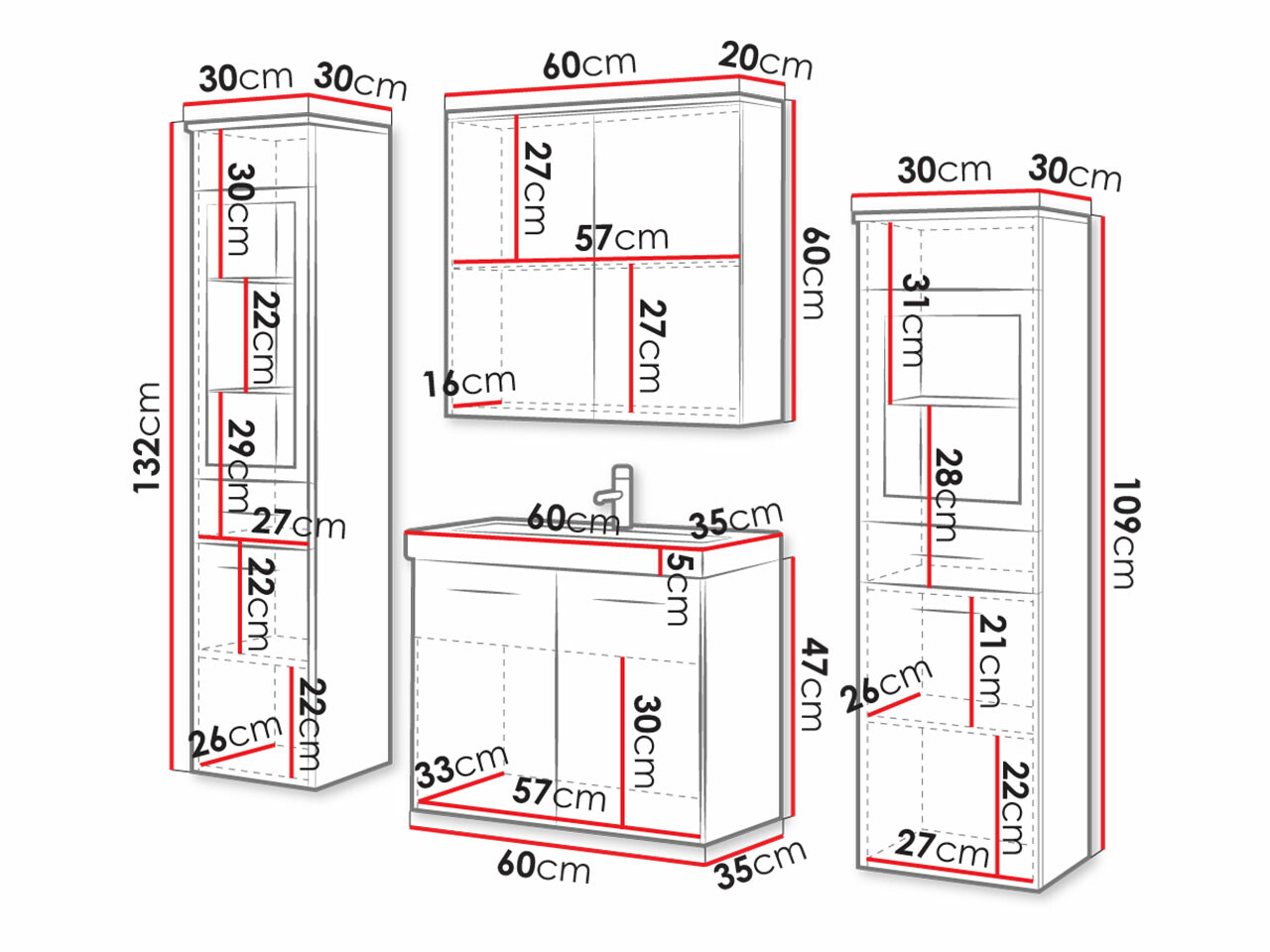 Bathroom set Scientia III (Graphite)
