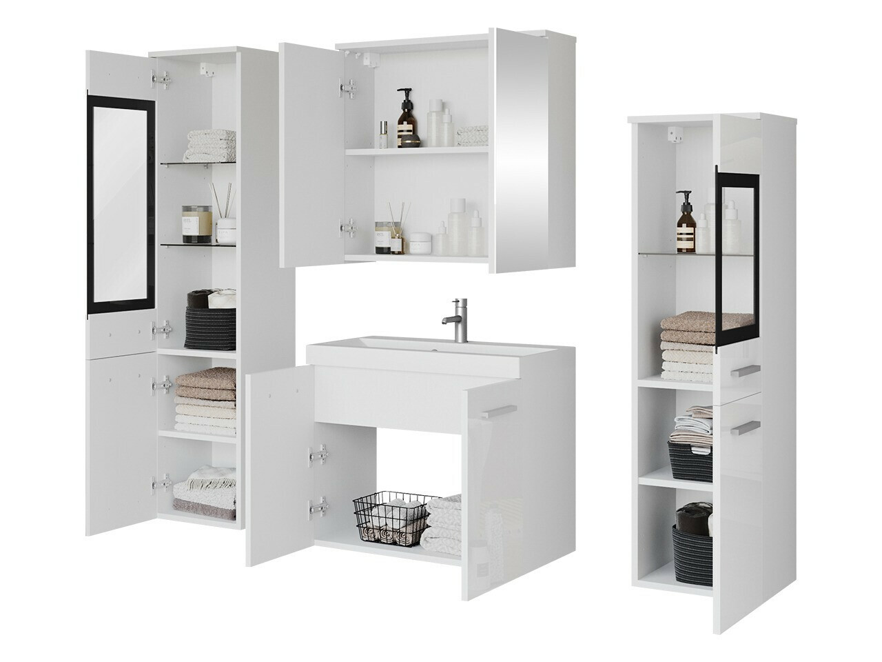 Bathroom set Scientia III (Glossy white + White)