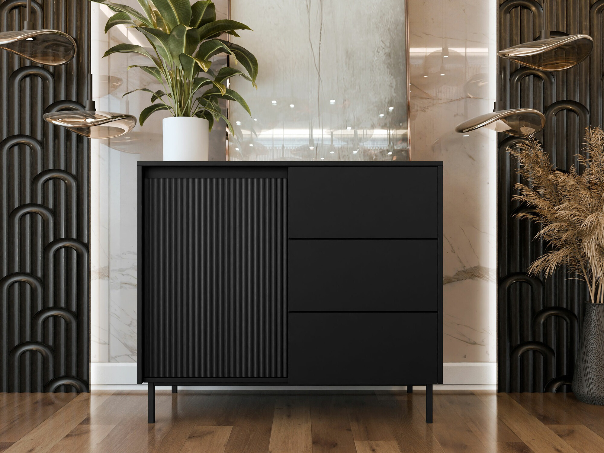 Chest of drawers Comfivo Delruva 100 (Black)