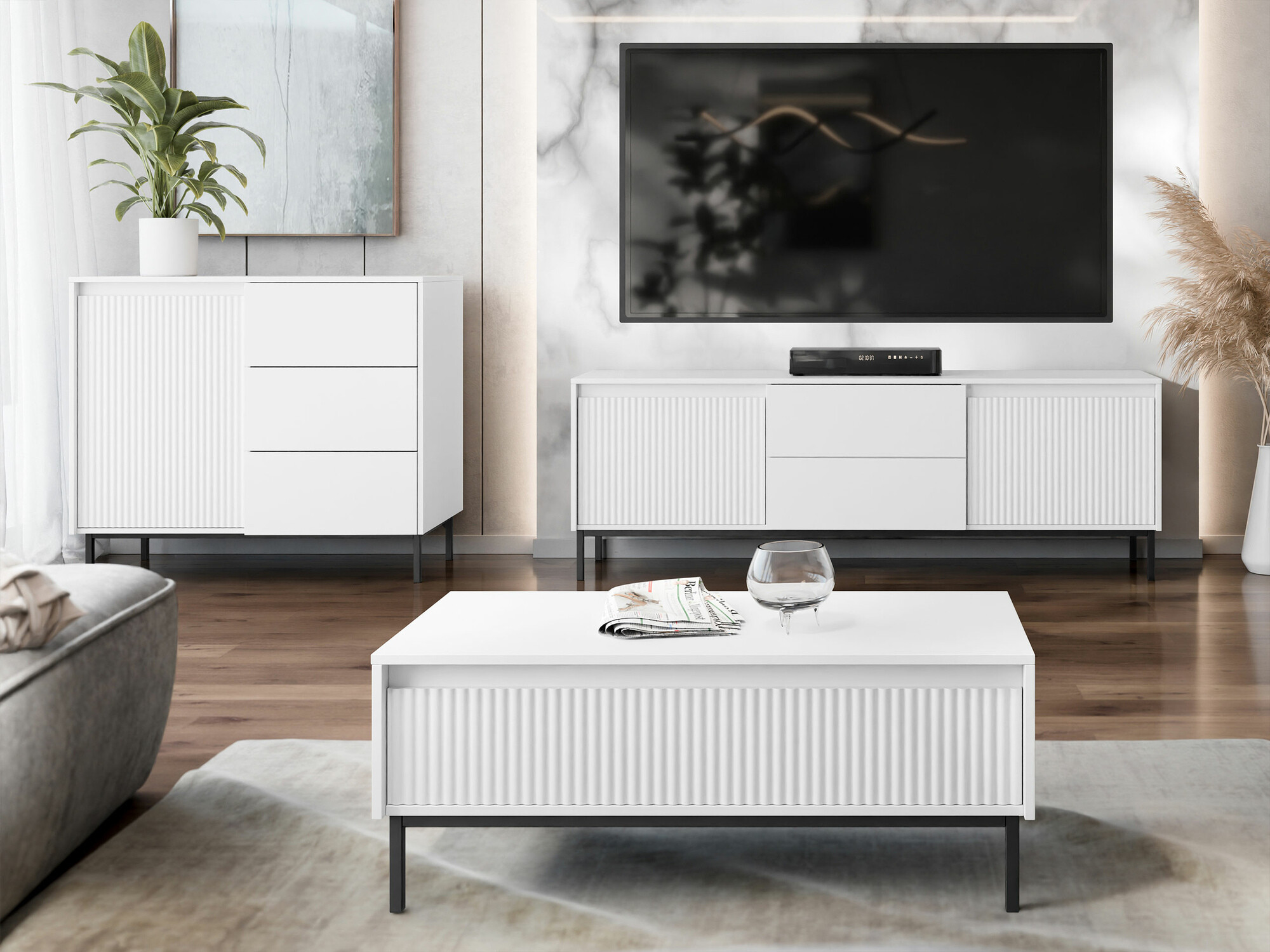 Living room set Comfivo Delruva II (White)
