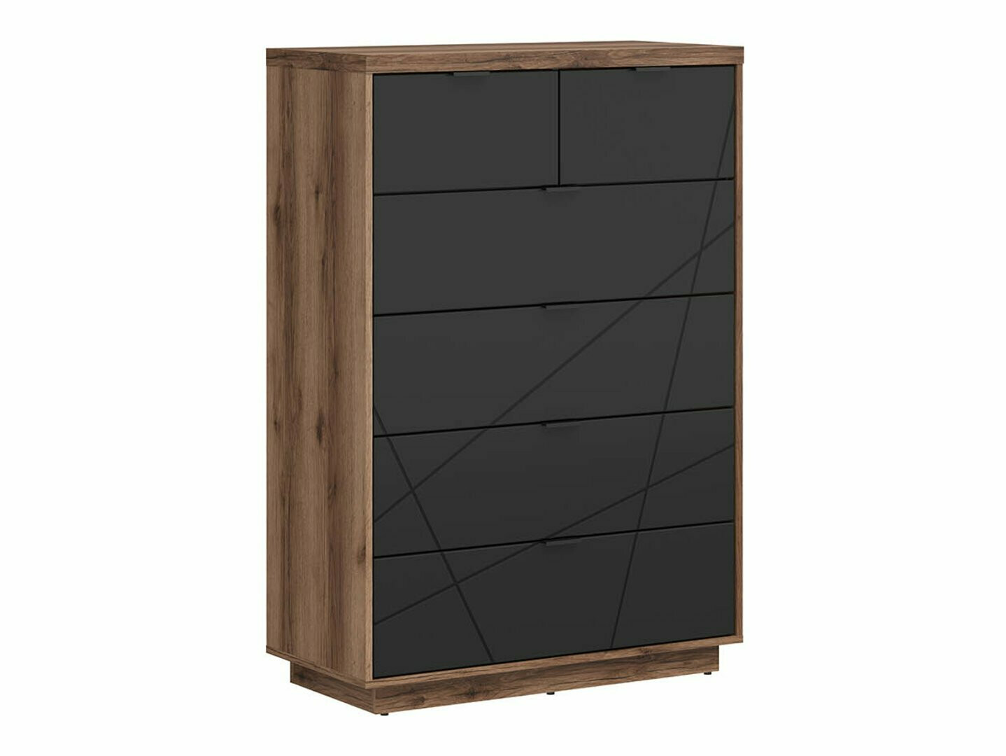 Chest of drawers Fivale 119 (Dark Delano oak + Matte black)