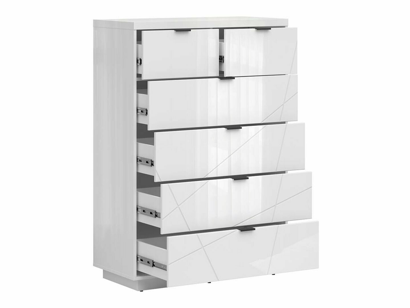 Chest of drawers Fivale 119 (Glossy white + White)