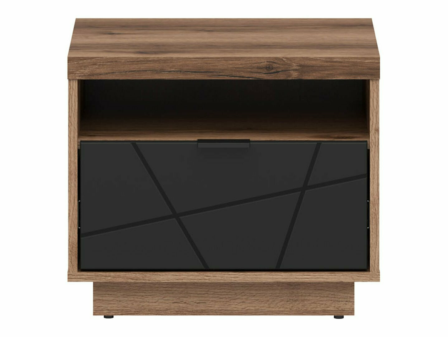 Bedside table Fivale 115 (Dark Delano oak + Matt black)