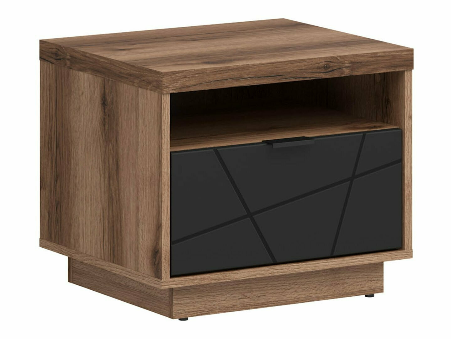 Bedside table Fivale 115 (Dark Delano oak + Matte black)