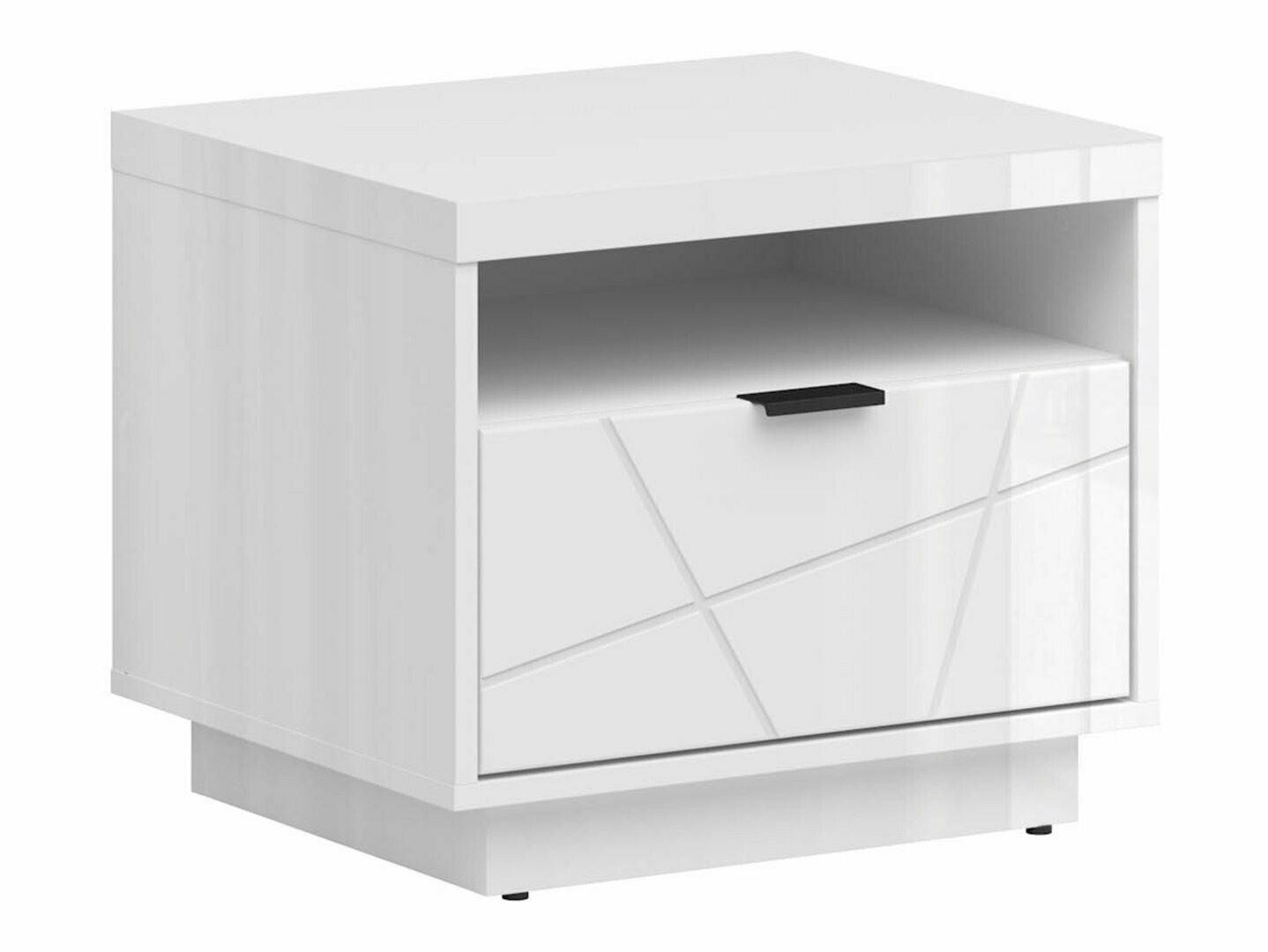 Bedside table Fivale 115 (Glossy white + White)