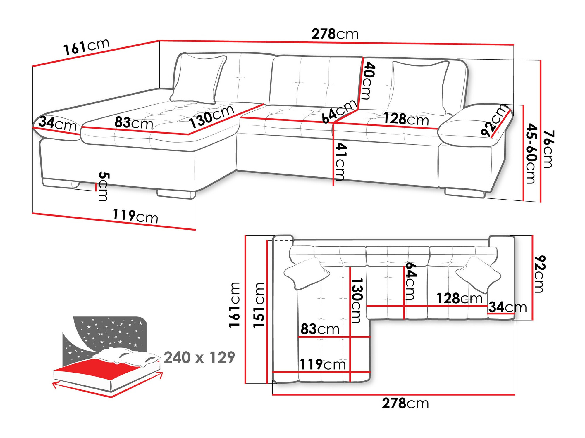 Corner sofa Comfivo Sanitas II (Baloo 2074)