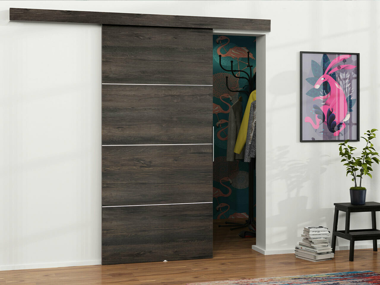 Sliding door Dover 145 (Dark ash)