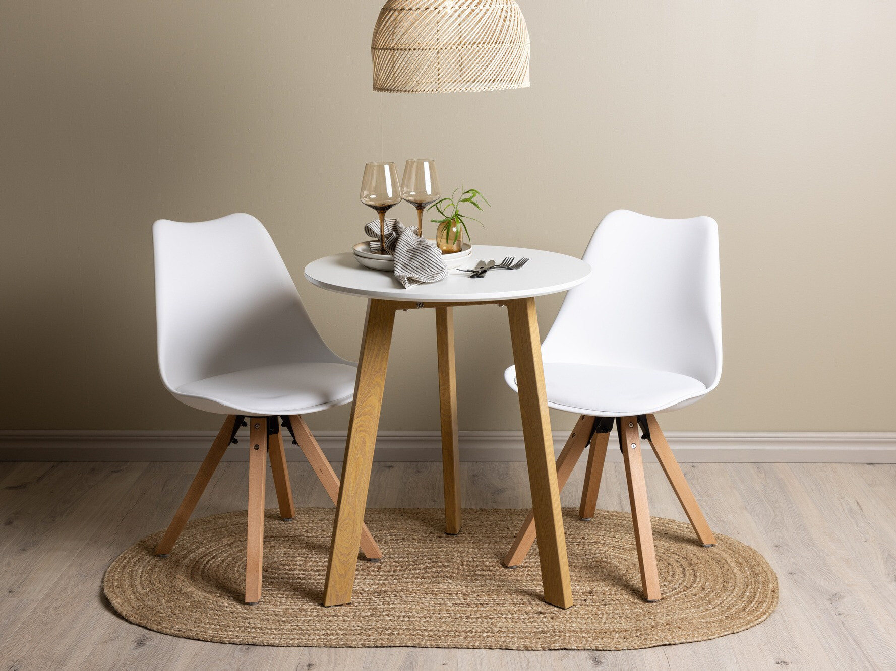 Dining set Dallas 3781 (White + Light brown)