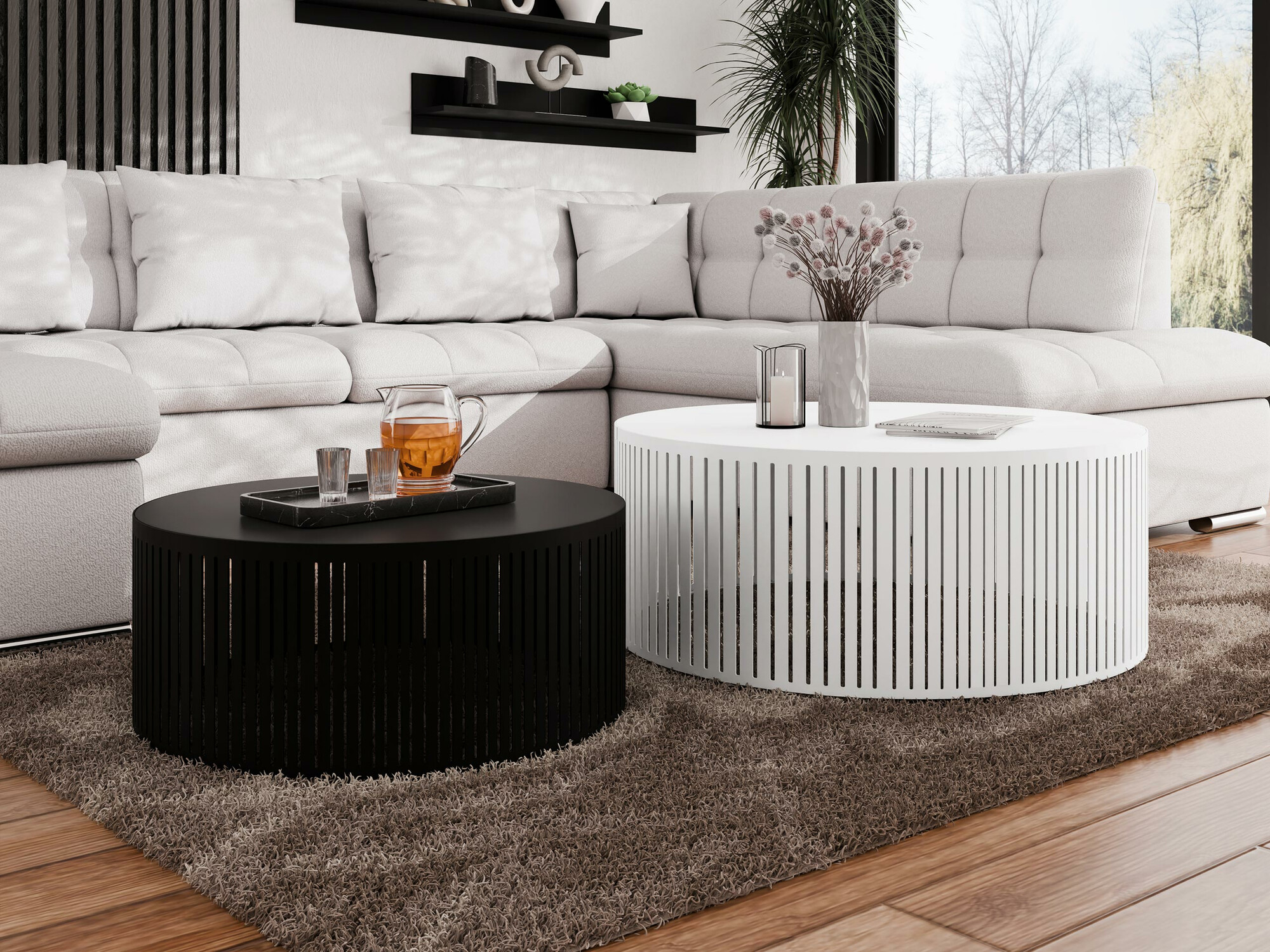 Nest of coffee tables Prunis (Black + White)