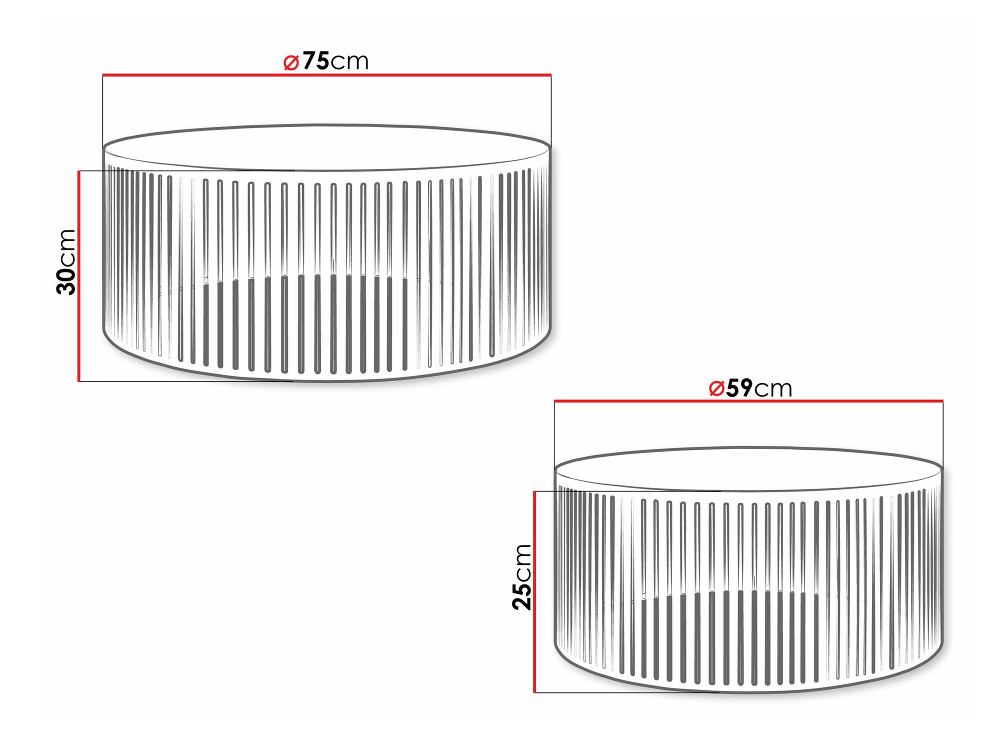 Nest of coffee tables Prunis (Black + White)